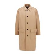 Beige Katoenen Patch Coat Knoopsluiting Hugo Boss , Beige , Heren