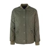 Groene Wollen Blend Geribbelde Kraag Jas A.p.c. , Green , Dames