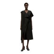 Fold-Over V-Hals Jurk Front Split The Row , Black , Dames