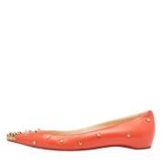 Pre-owned Leather flats Christian Louboutin Pre-owned , Orange , Dames