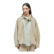 Canvas Geweven Distressed Panel Jas Diesel , Beige , Heren