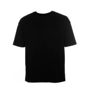 Geribbelde Ronde Hals T-Shirt Drykorn , Black , Heren