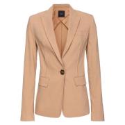 Stretch Linnen Jas met Moeder-of-Parel Knoop Pinko , Beige , Dames