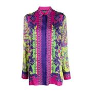 Groene Animalier Twill Shirt Versace Jeans Couture , Multicolor , Dame...