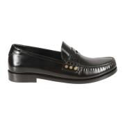 Zwarte platte loafer moc schoenen Saint Laurent , Black , Heren