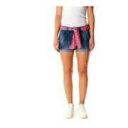 Donkerblauwe Denim Bloom Shorts Le Temps Des Cerises , Blue , Dames