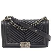 Pre-owned Leather chanel-bags Chanel Vintage , Black , Dames