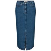 Lang rok in distressed blauw Modström , Blue , Dames