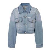 Boxy Denim Jack met Destroyed Effecten Closed , Blue , Heren