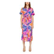 Roze Jurk Knoopsluiting Korte Mouwen Vila , Multicolor , Dames