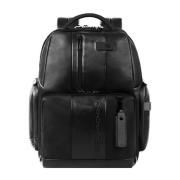 Zwarte Leren Rugzak Emmer Tas Piquadro , Black , Heren