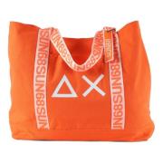 Canvas Logo Print Tote Bag Sun68 , Orange , Heren