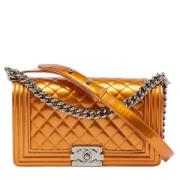 Pre-owned Leather chanel-bags Chanel Vintage , Orange , Dames