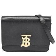 Pre-owned Leather shoulder-bags Burberry Vintage , Black , Dames