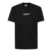 Katoenen Jersey T-shirt met Frontprint Dsquared2 , Black , Heren