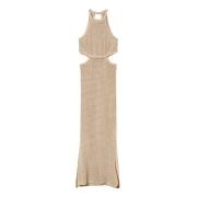 Mesh Katoen Linnen Jurk Twinset , Beige , Dames