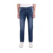Slim Fit Donkere Denim Jeans Anbass Replay , Blue , Heren
