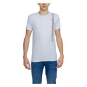 Wit Bedrukt Katoenen T-shirt Ronde Halslijn Emporio Armani , White , H...