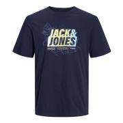 Map Summer T-Shirt Jack & Jones , Blue , Heren