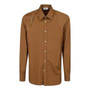 Bruine Katoenen Poplin Shirt Aw24 Alexander McQueen , Brown , Heren