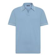 Katoenen Crêpe Gebreide Polo Shirt Boggi Milano , Blue , Heren