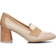 Beige Leren Pumps met Witte Details Hispanitas , Beige , Dames