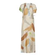 Abstract Patroon Zijden Wrap Jurk Alysi , Multicolor , Dames