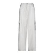 Witte Cargo Jeans Haikure , White , Dames
