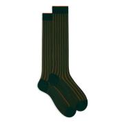 Groene geplateerde katoenen lange sokken Gallo , Multicolor , Dames
