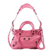 Leren Schoudertas met Metalen Details Balenciaga , Pink , Dames