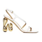 Witte Leren Vierkante Neus Sandalen JW Anderson , Yellow , Dames