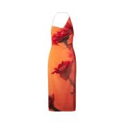 Fluwelen Bloemen Promise Jurk met Open Rug Stine Goya , Orange , Dames