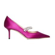 Kristalversierde Satijnen Stilettohakken Jimmy Choo , Pink , Dames