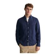 Linnen Casual Overhemd Gant , Blue , Heren