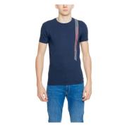 Blauw Bedrukt T-shirt voor Mannen Emporio Armani , Blue , Heren