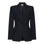 Zwarte single-breasted blazer met peak revers Alexander McQueen , Blac...