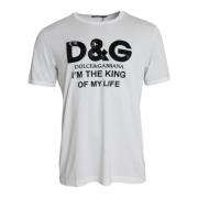 King Print Katoenen Crewneck T-shirt Dolce & Gabbana , White , Heren