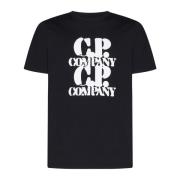 Logo Print Crew Neck T-shirt C.p. Company , Black , Heren