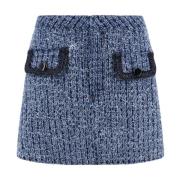 Denim Effect Katoenmix Rok Self Portrait , Blue , Dames