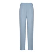 Blauwe Twill Wijde Pijp Broek Lardini , Blue , Heren