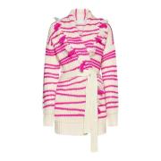 Magenta Wol Intarsia Cardigan Sweater Forte Forte , Pink , Dames