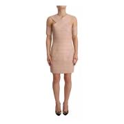 Beige Leren Sheath Mini Jurk Dsquared2 , Beige , Dames