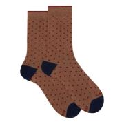 Beige Polka Dot Katoenen Korte Sokken Gallo , Multicolor , Heren