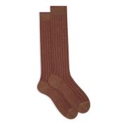 Beige Wide-Rib Cotton Socks Gallo , Multicolor , Dames