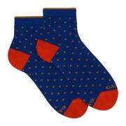 Blauwe Polka Dot Korte Katoenen Sokken Gallo , Multicolor , Dames