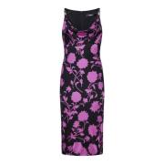 Bloemen Midi Jurk met Medusa Nieten Versace , Multicolor , Dames