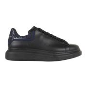 Zwarte Leren Oversize Sneakers Alexander McQueen , Black , Heren