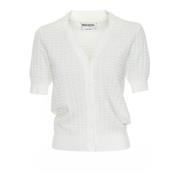 V-Hals Gebreide Poloshirt Fabio Essentiel Antwerp , White , Dames