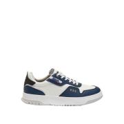 Witte/Marineblauwe Leren Sneakers voor Mannen Blauer , Multicolor , He...