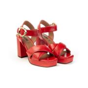 Elegant High Heel Sandals Carmens , Red , Dames